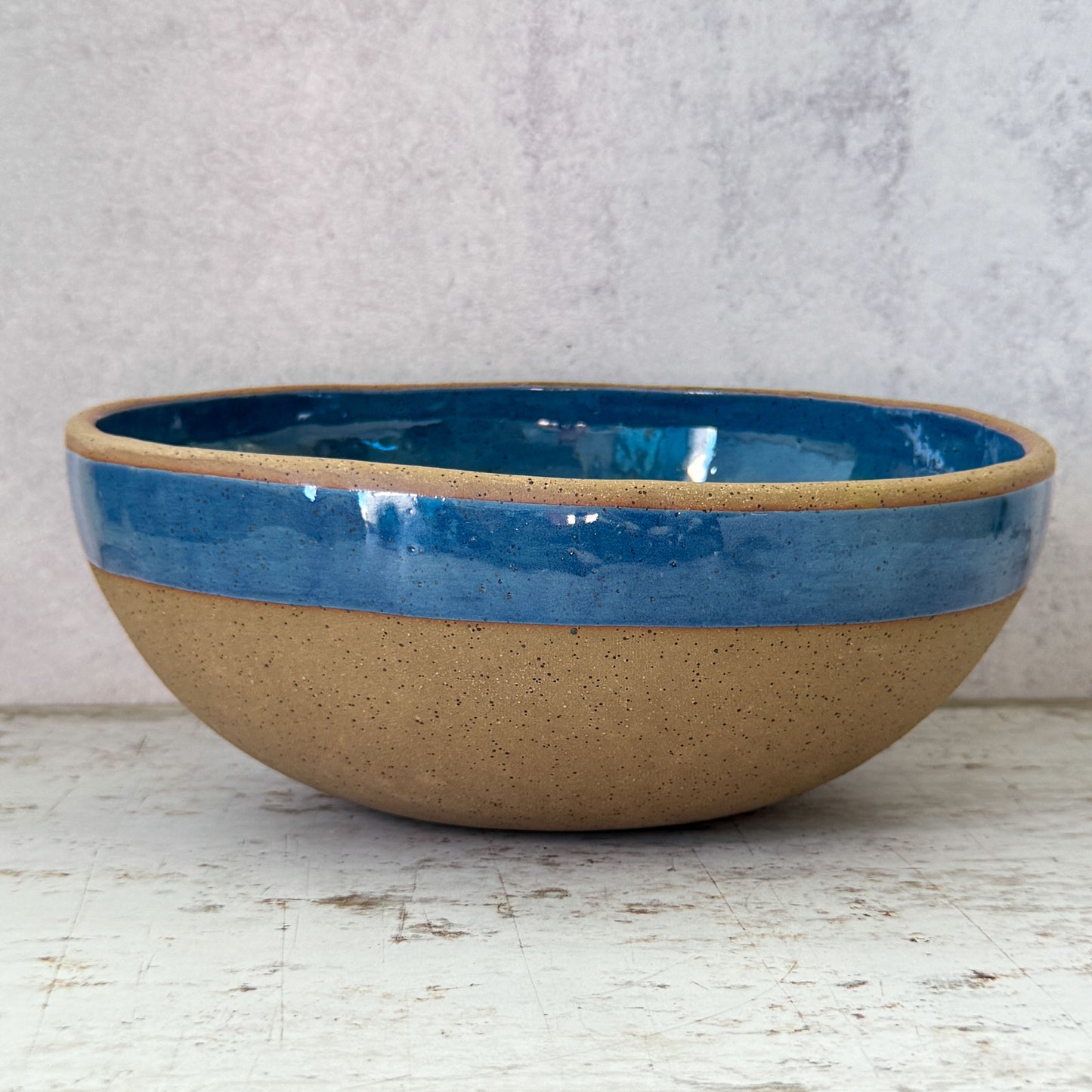 Large stoneware fruit bowl cobalt