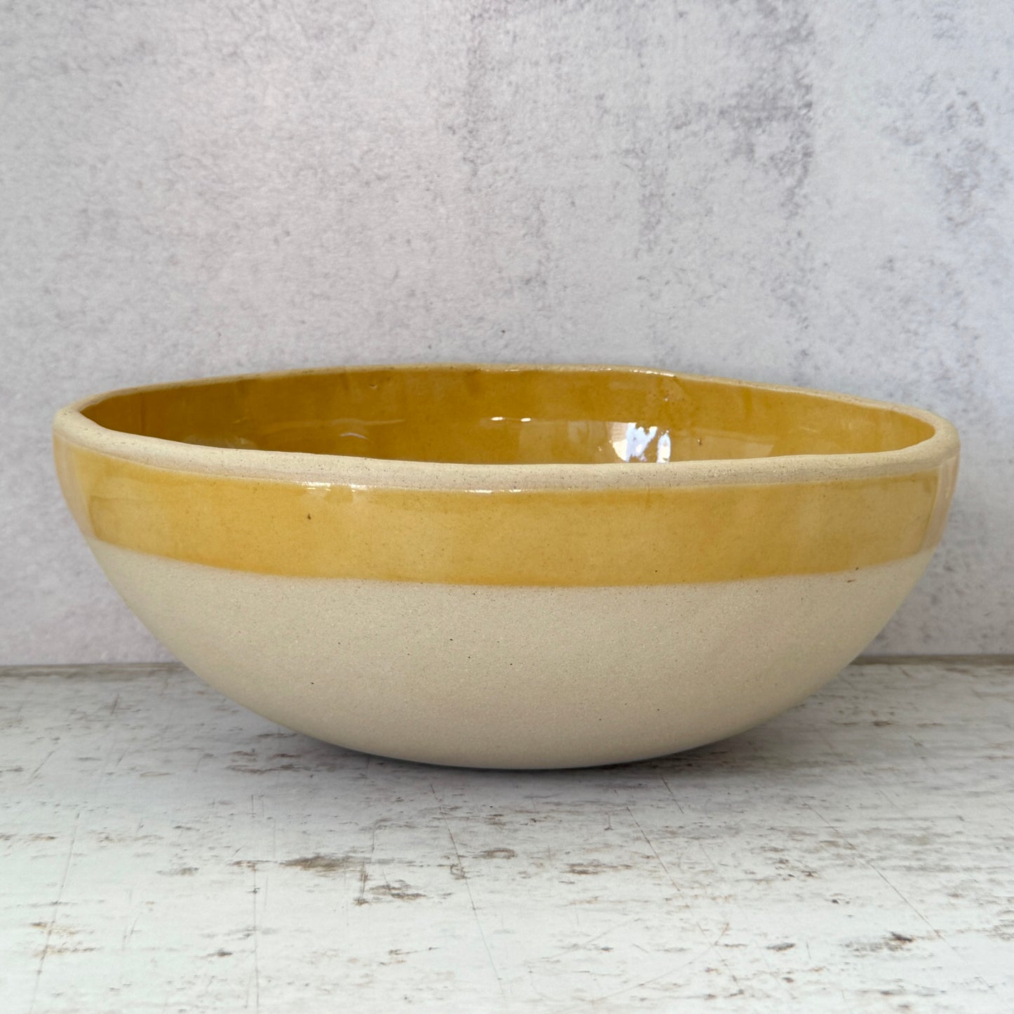 Large stoneware fruit bowl golden rod