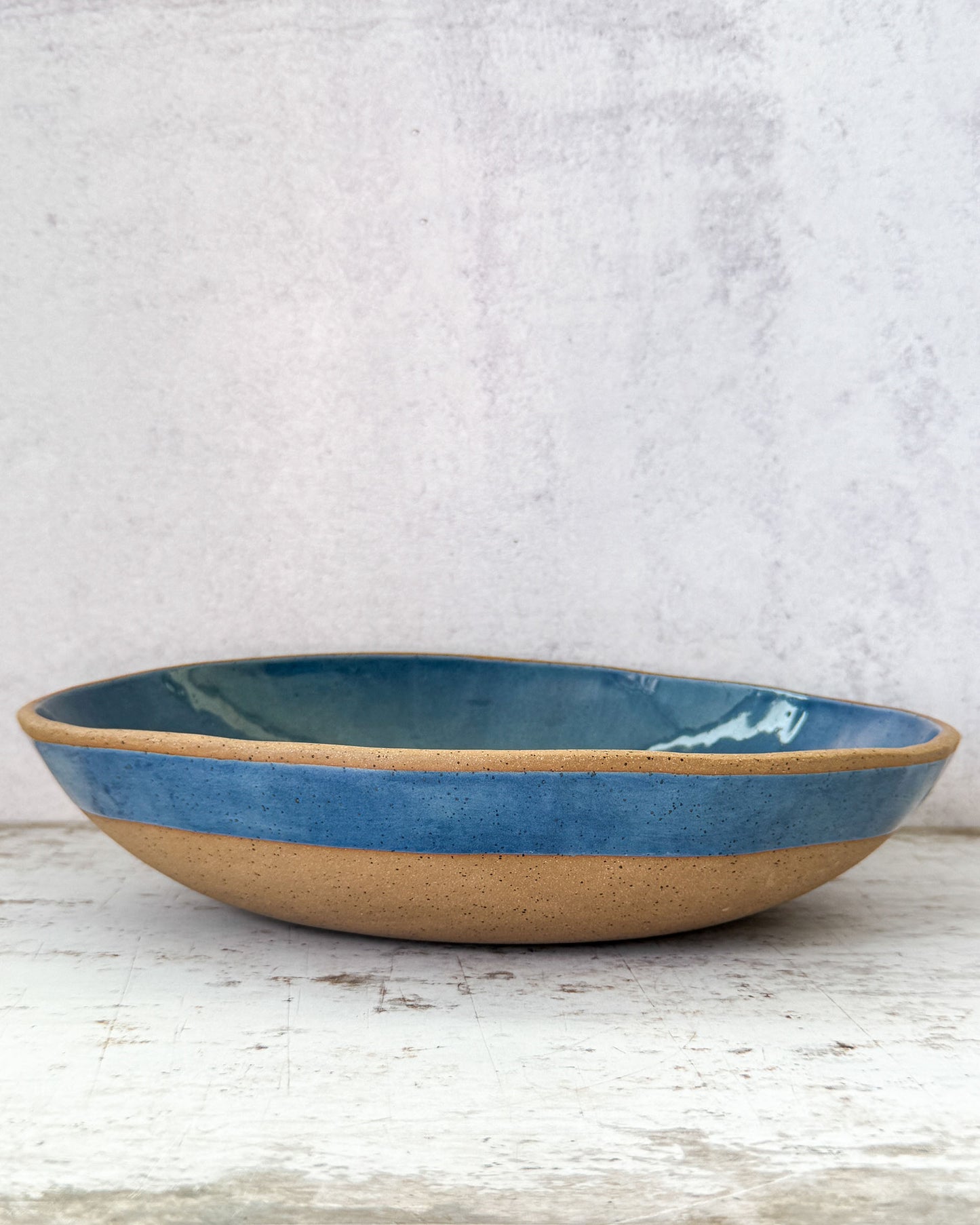 large stoneware serving bowl cobalt