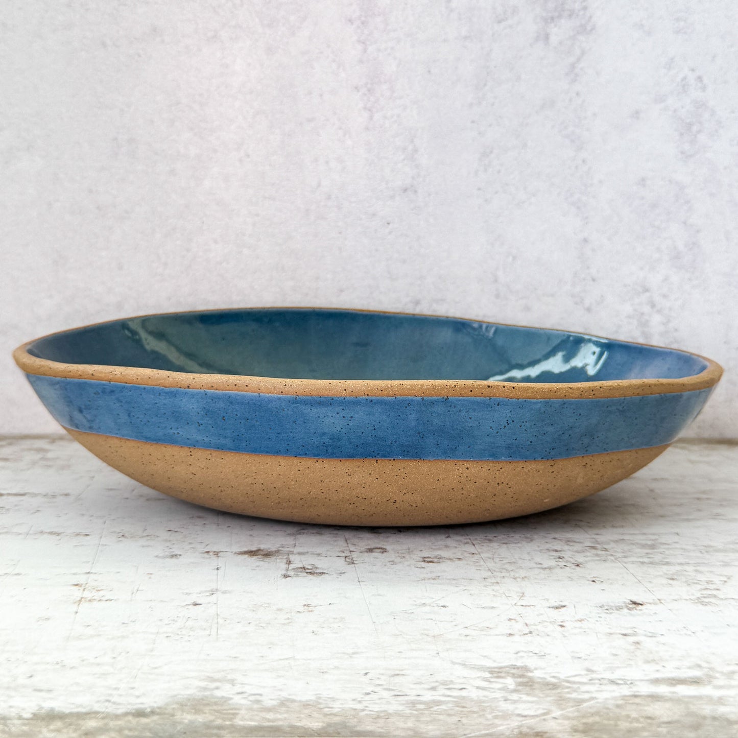 large stoneware serving bowl cobalt