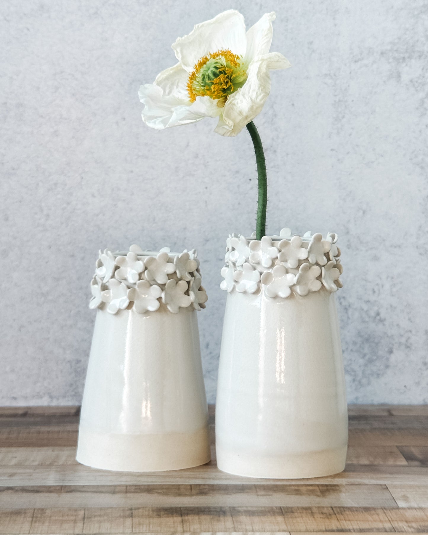 small white flower vase