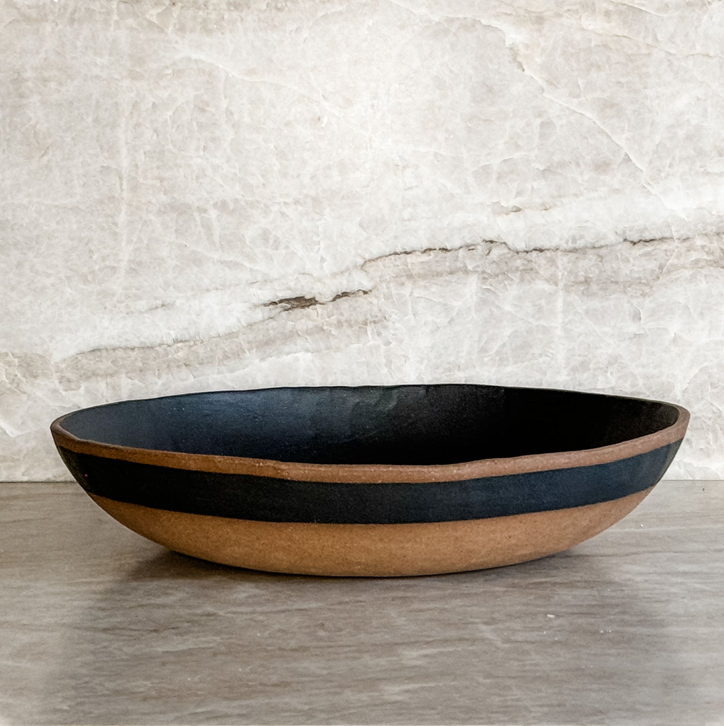 large stoneware serving bowl black