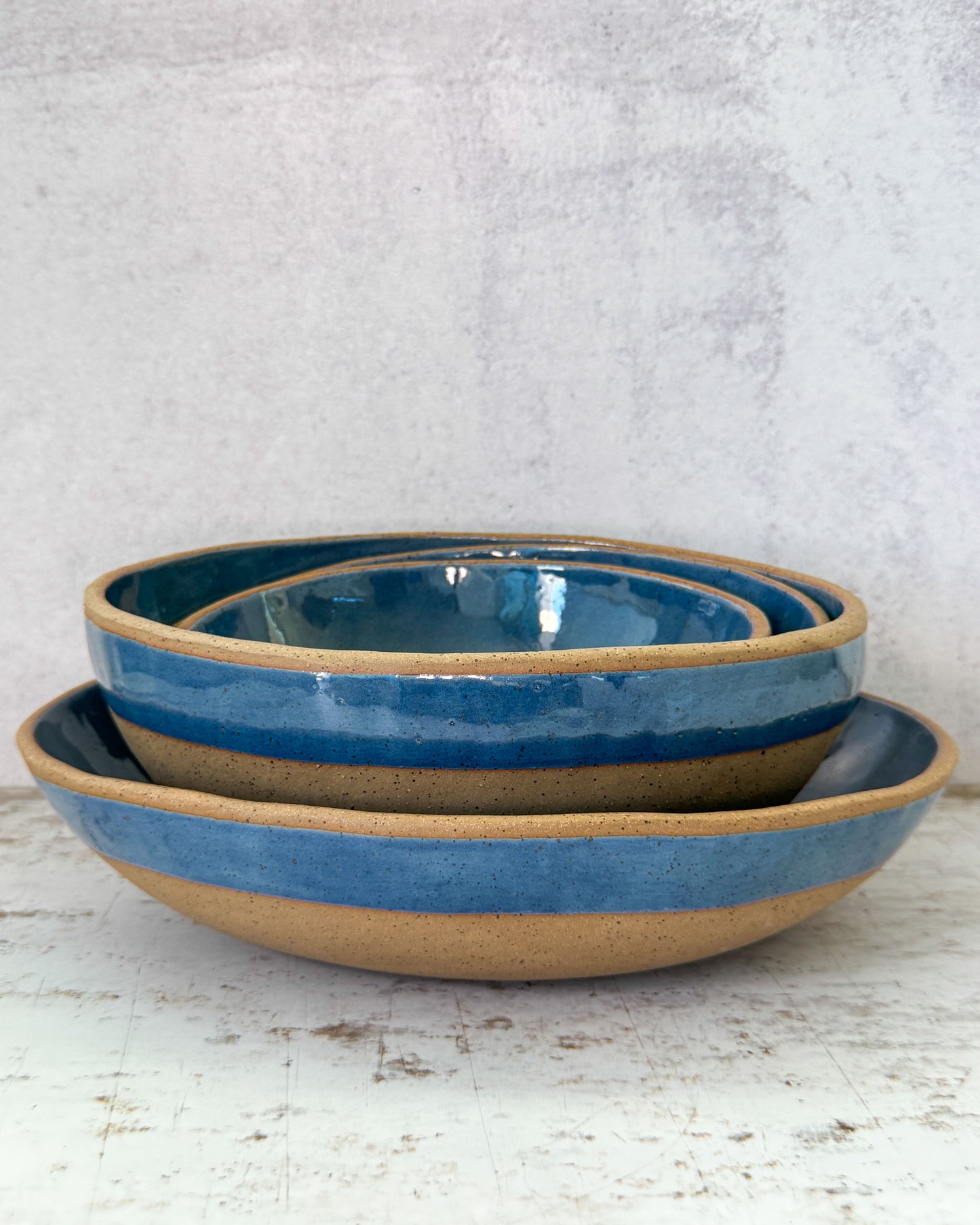 large stoneware serving bowl cobalt