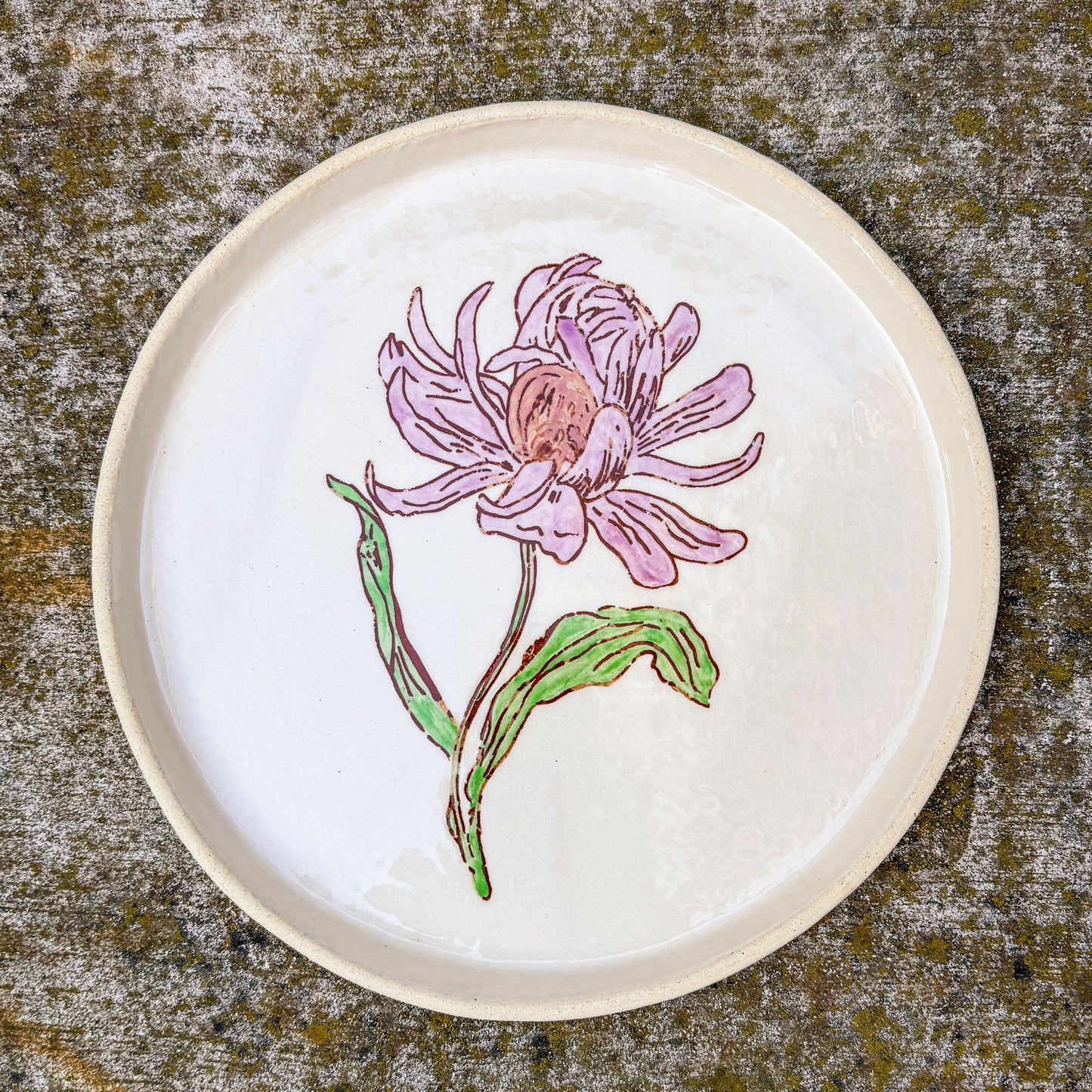 hand painted flower plate