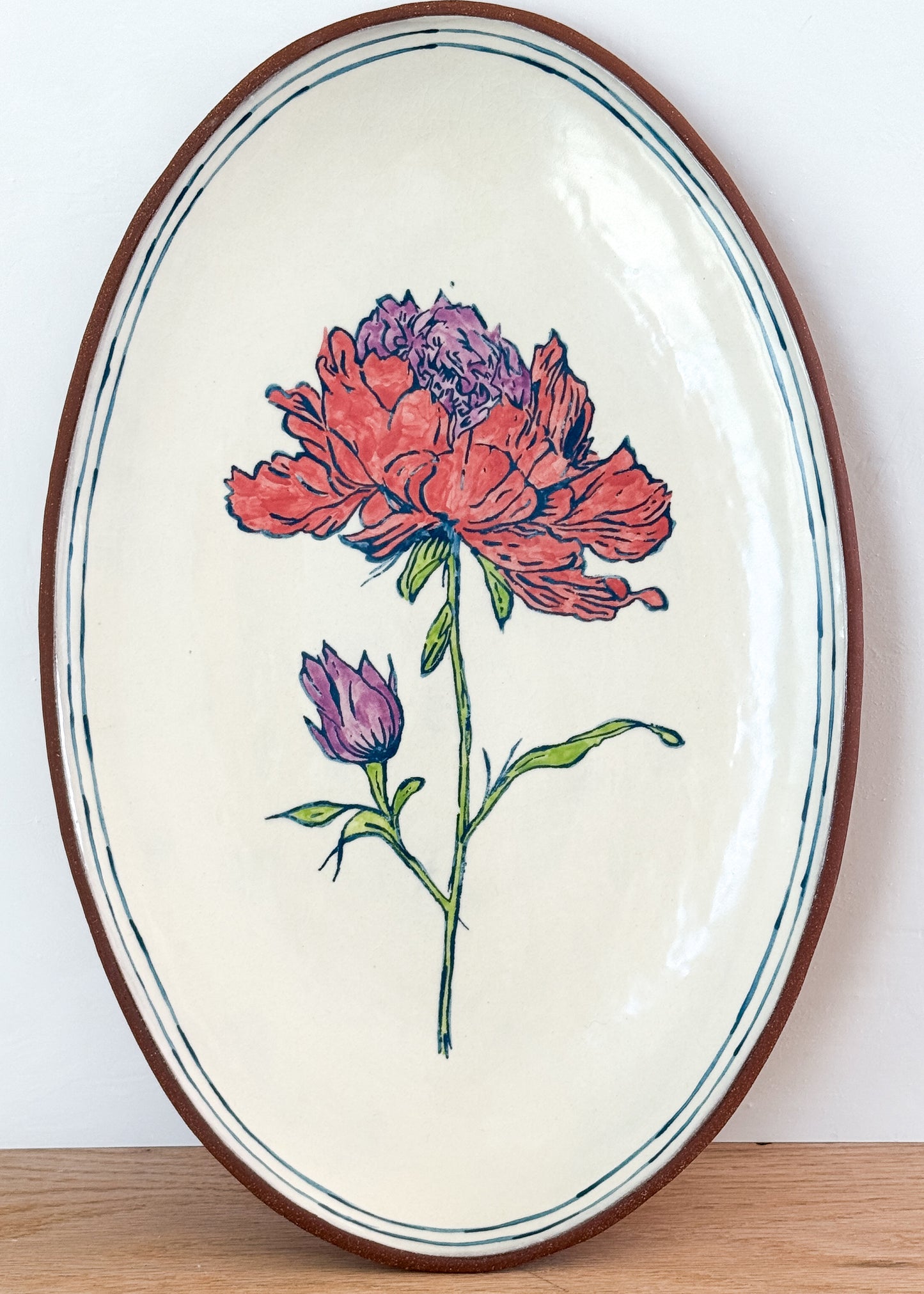 rose large oval serving platter