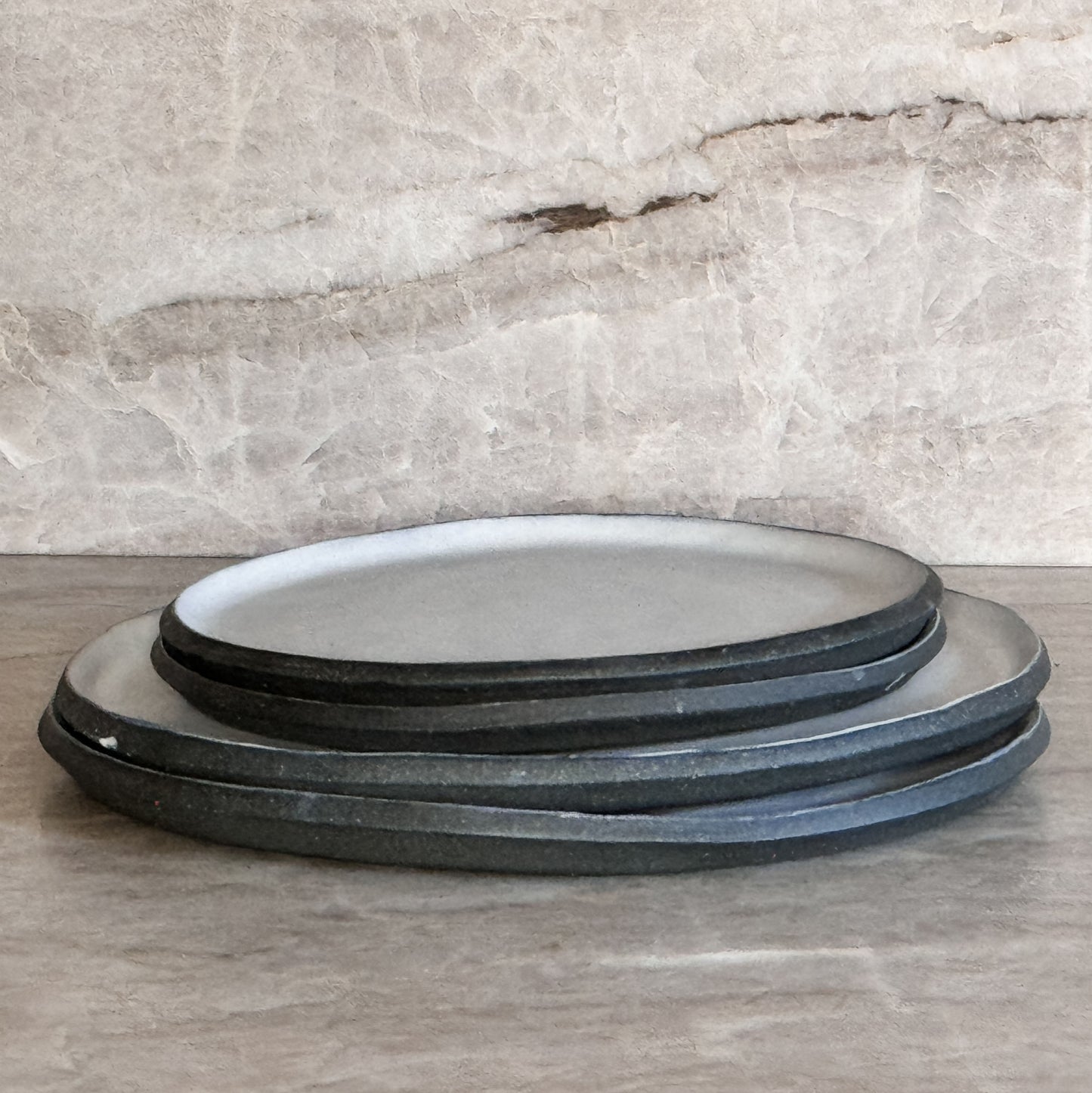 black and white dinner plate