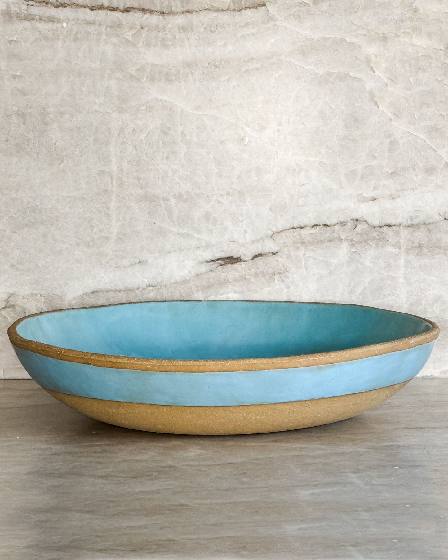 large stoneware serving bowl turquoise