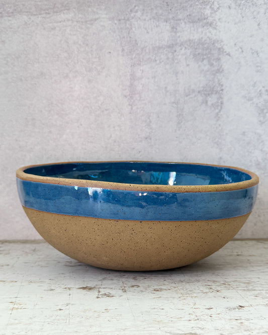 Large stoneware fruit bowl cobalt