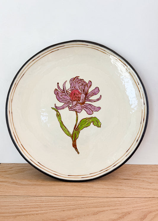large hand painted flower platter