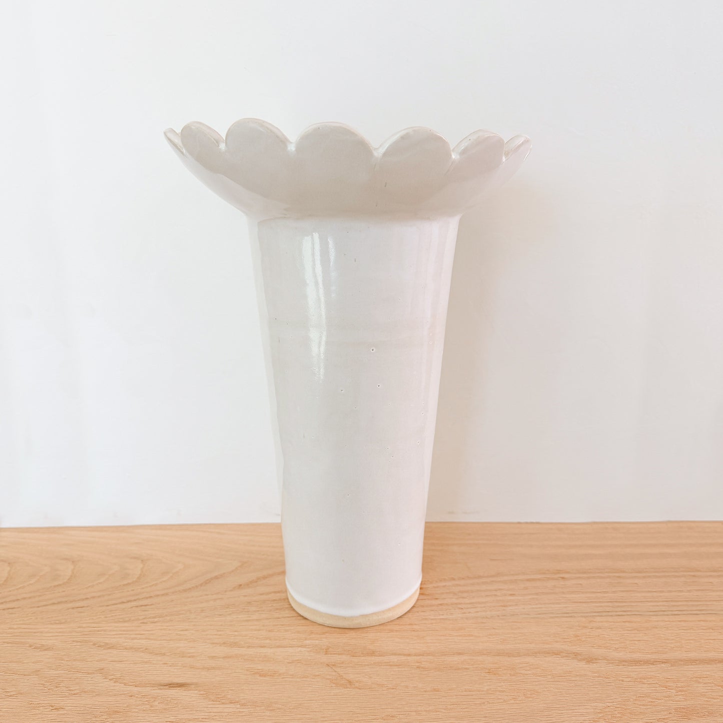 scalloped tall vase