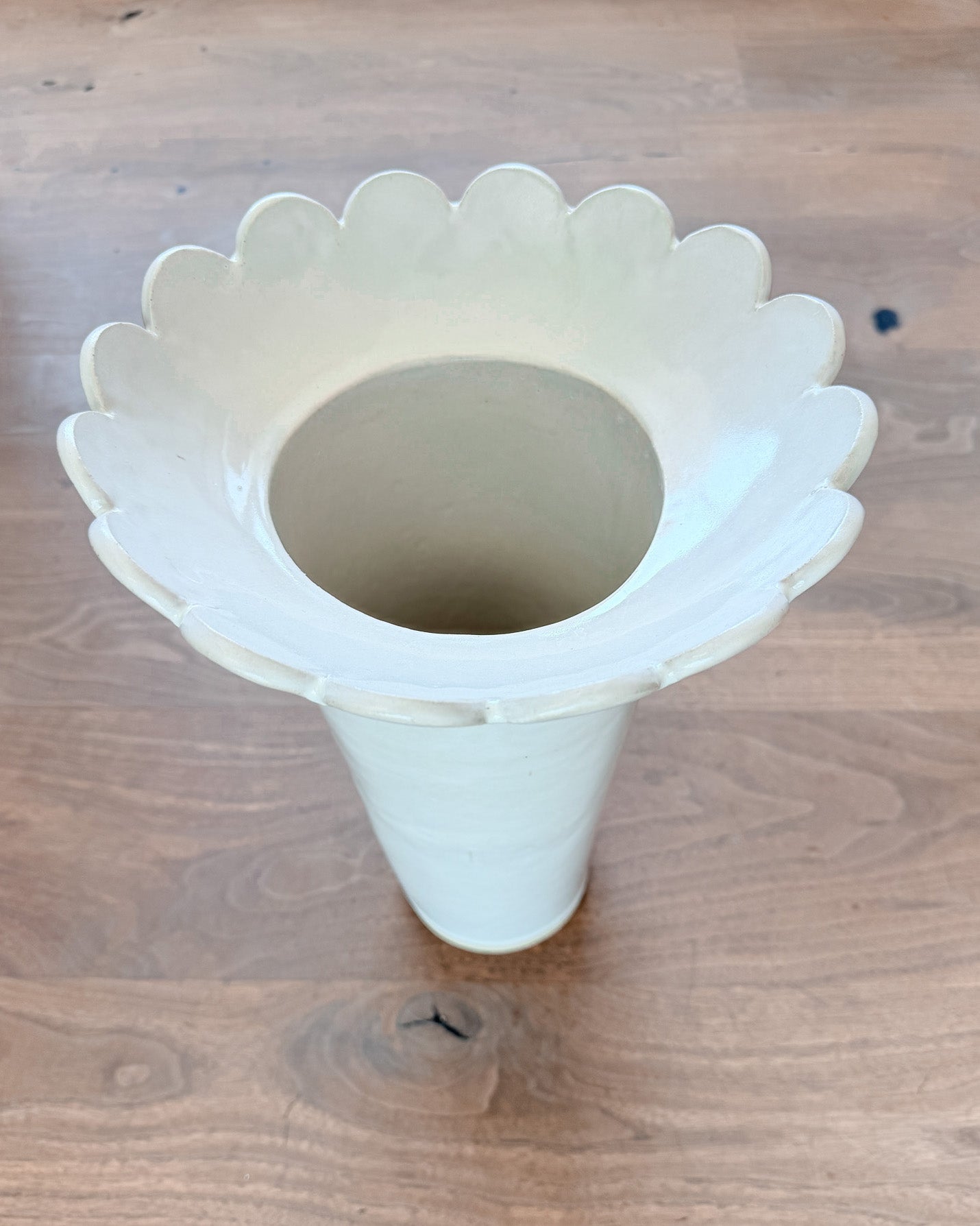 scalloped tall vase