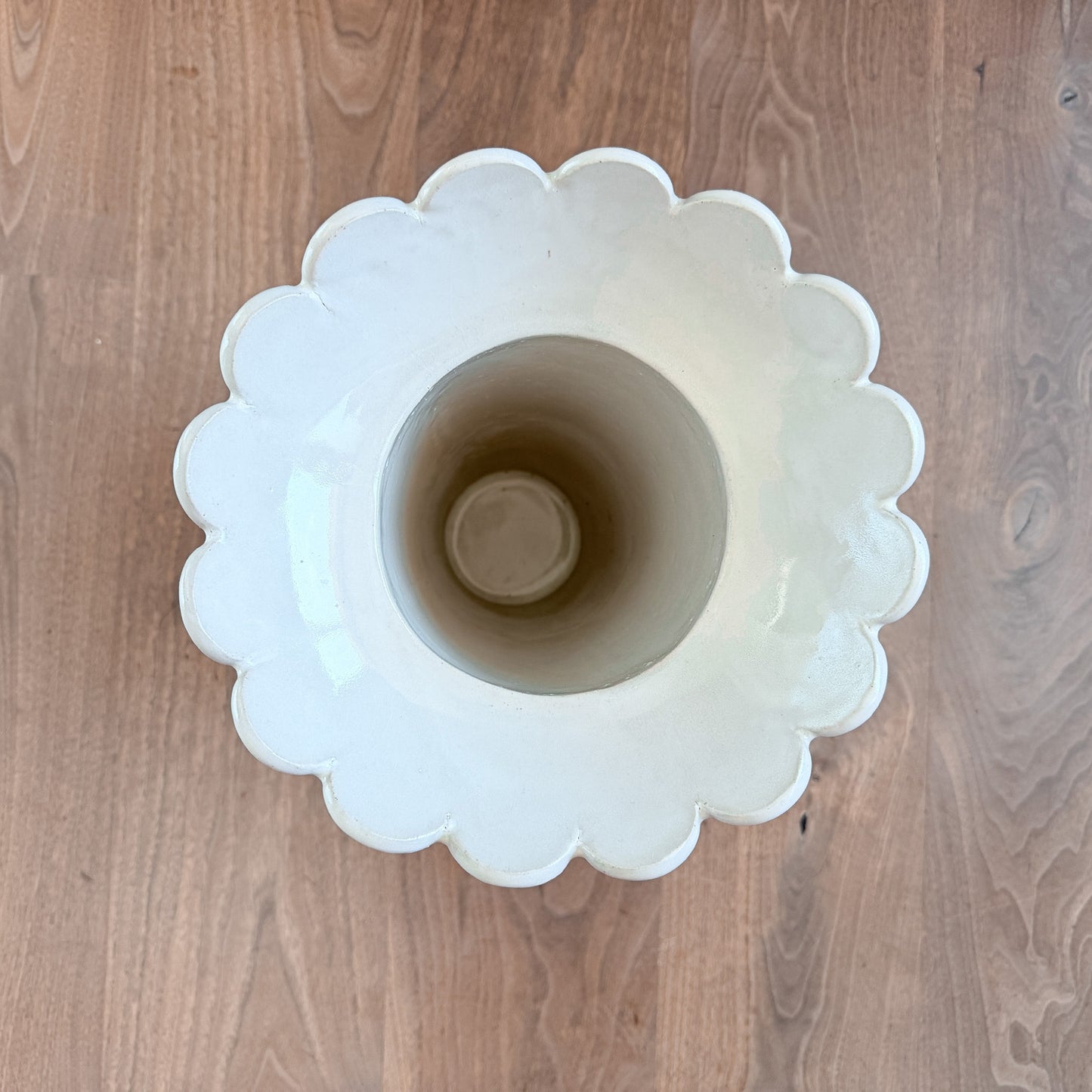 scalloped tall vase