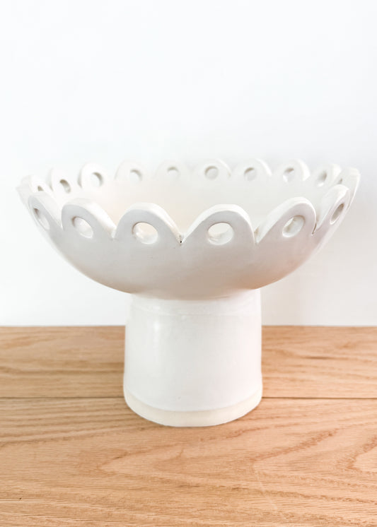 scalloped pedestal vase