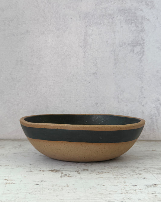 small stoneware serving bowl black