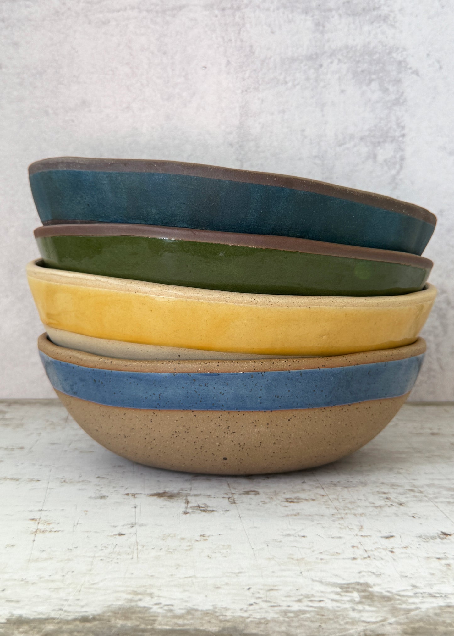 small stoneware serving bowl forest green